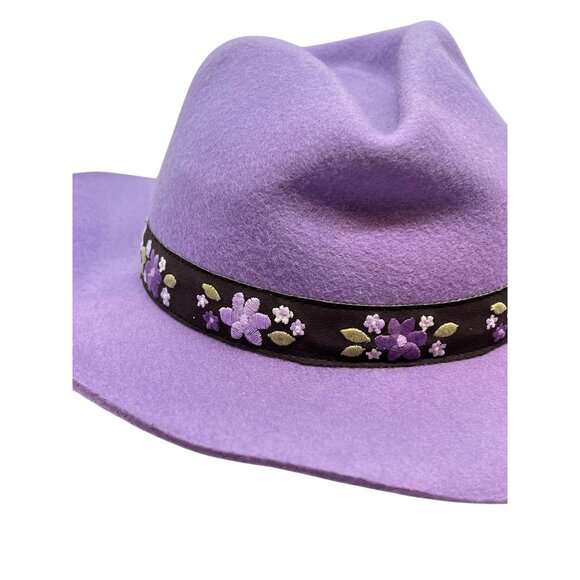Cowgirls at Heart Purple Wool Wide Brim Hat Floral Band Girls 8+ Gymboree - Picture 3 of 7
